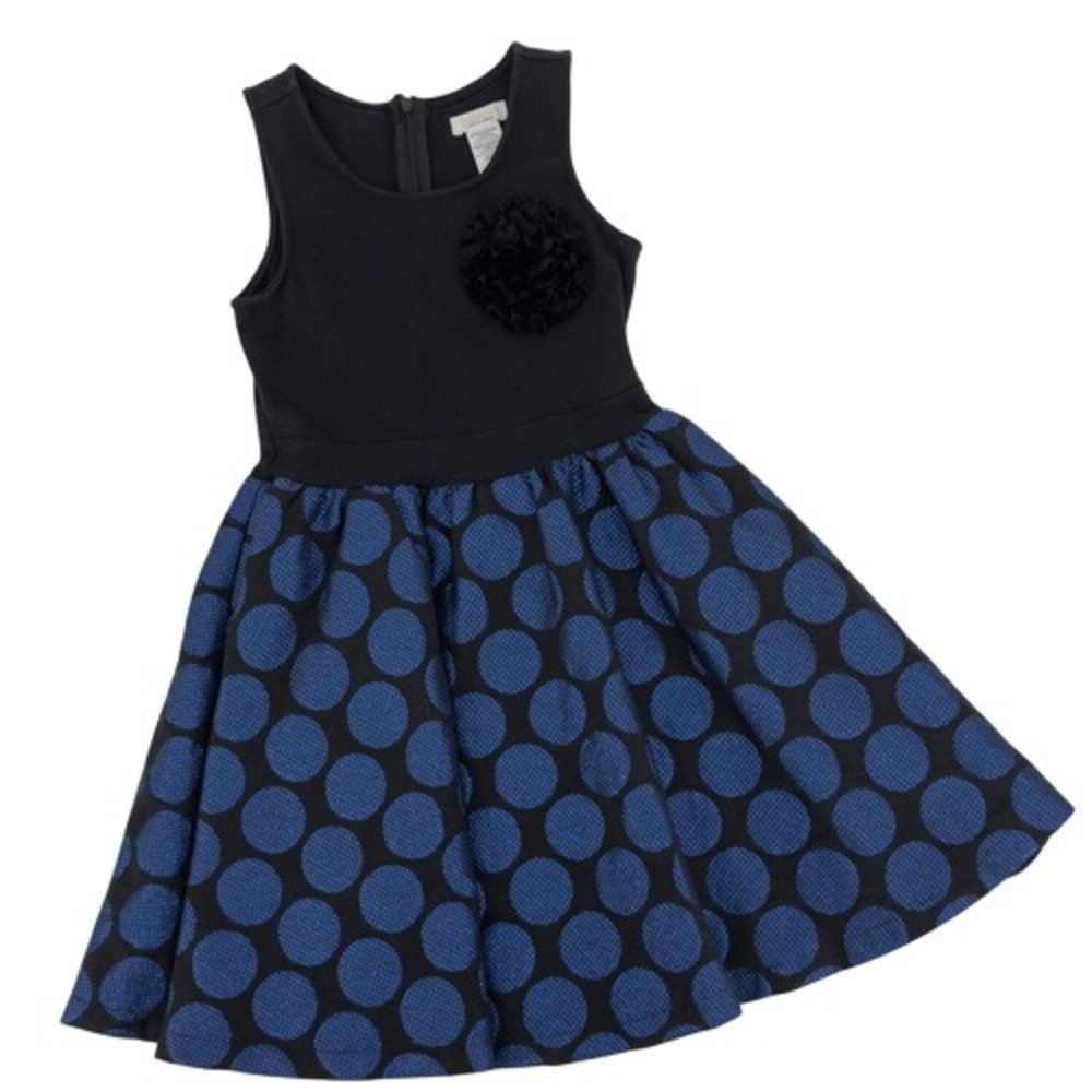 Dreampop by Cynthia Rowley‎ Girl's Metallic Polka Dot Dress Black Blue Size 8